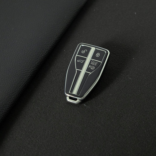 HNA3T1 Black-Silver Plating TPU Car Key Case Cover for Hong Qi HS5 HS3 HS7 H5 H9 H6 All New Waterproof Auto Accessory Premium Quality New Design