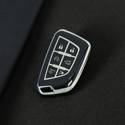 CAB2T1 Black-Silver Plating TPU Car Key Case for Cadillac ATS-L XTS XT4 XT5 XT6 CTS CT6 ATS 28T SRX Escalade