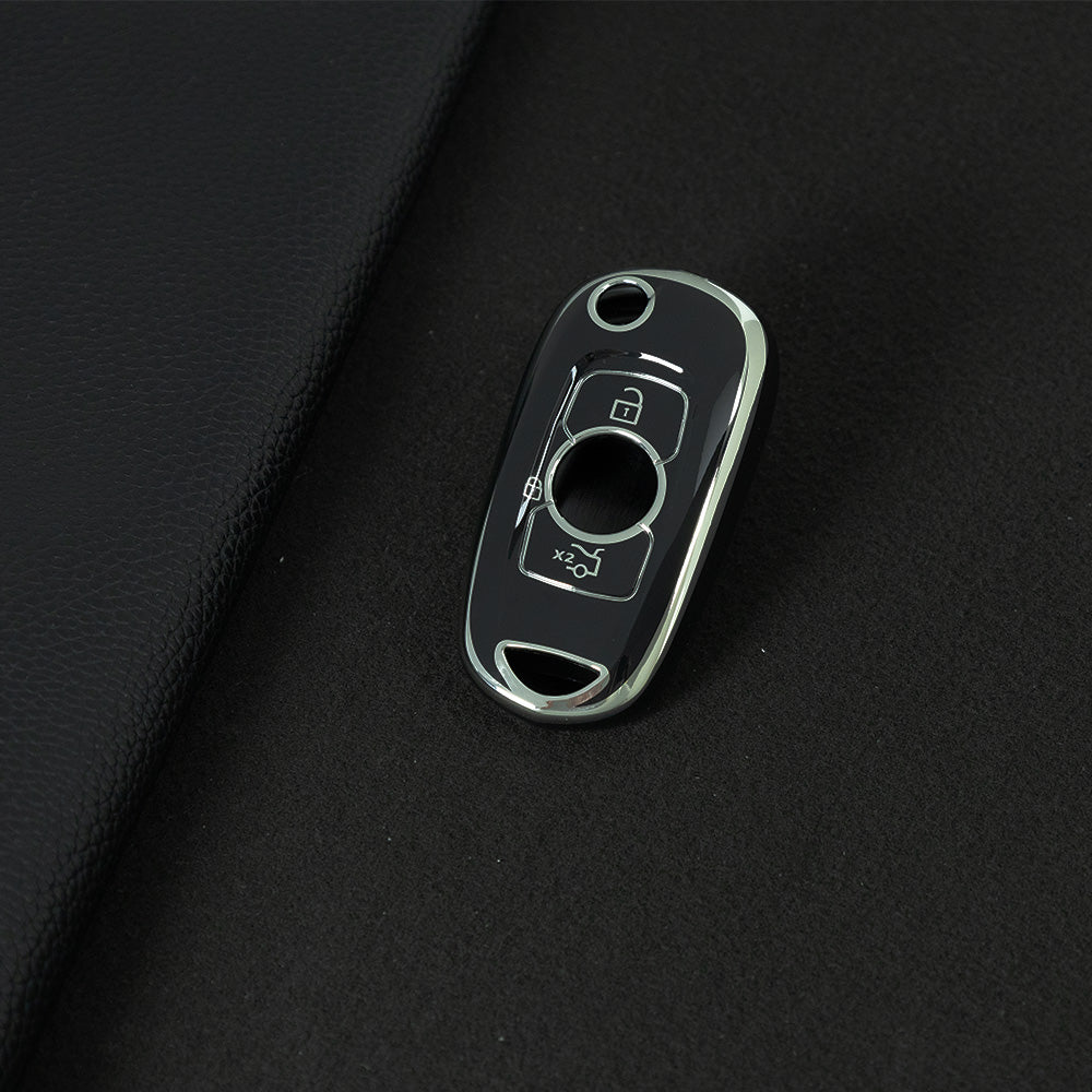 BUB1T1 Black-Silver Plating Soft TPU Car Flip Key Case Cover for Buick VERANO ENCORE GX GL6 for Opel Vauxhall Astra K Corsa E Protector Shell Accessories