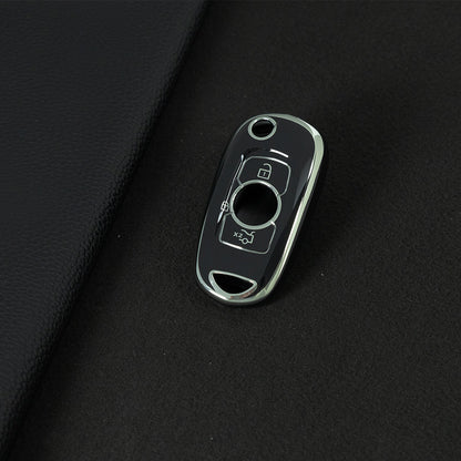 BUB1T1 Black-Silver Plating Soft TPU Car Flip Key Case Cover for Buick VERANO ENCORE GX GL6 for Opel Vauxhall Astra K Corsa E Protector Shell Accessories