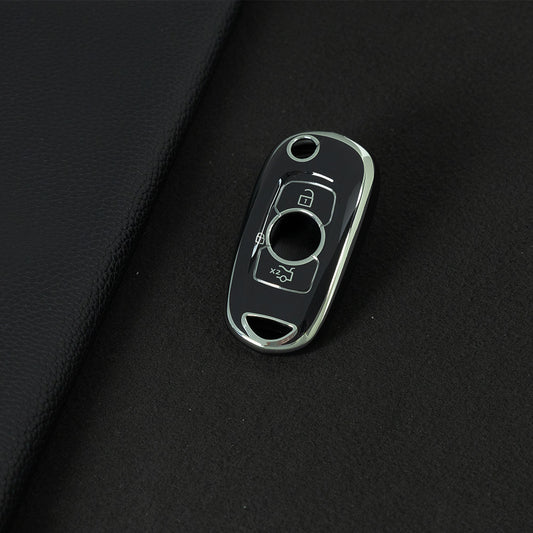 BUB1T1 Black-Silver Plating Soft TPU Car Flip Key Case Cover for Buick VERANO ENCORE GX GL6 for Opel Vauxhall Astra K Corsa E Protector Shell Accessories