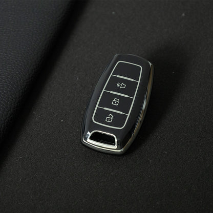 GRA4T1 Black-Silver Plating TPU Car Key Case for Great Wall Haval Jolion 2022 H6 H7 H4 H9 F5 F7 F7X F7H H2S GMW Dargo