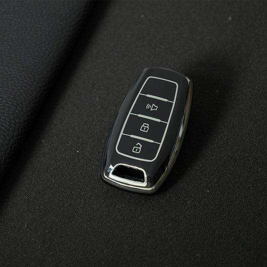 GRA4T1 Black-Silver Plating TPU Car Key Case for Great Wall Haval Jolion 2022 H6 H7 H4 H9 F5 F7 F7X F7H H2S GMW Dargo
