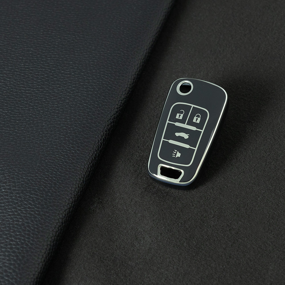 BUE2T1 Black-Silver Plating TPU Protective Car Key Fob Cover Shell Buick Chevrolet Cruze Vauxhall Mokka Encore Blazer Model Suitable Key Accessories