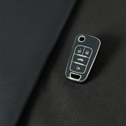 BUE2T1 Black-Silver Plating TPU Protective Car Key Fob Cover Shell Buick Chevrolet Cruze Vauxhall Mokka Encore Blazer Model Suitable Key Accessories