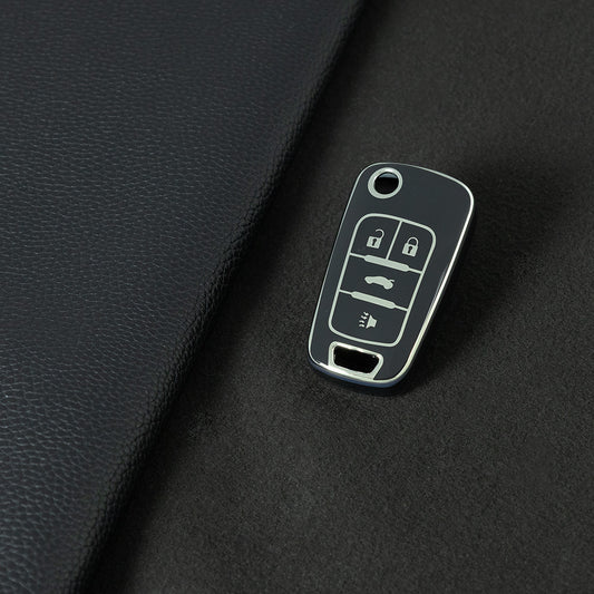 BUE2T1 Black-Silver Plating TPU Protective Car Key Fob Cover Shell Buick Chevrolet Cruze Vauxhall Mokka Encore Blazer Model Suitable Key Accessories