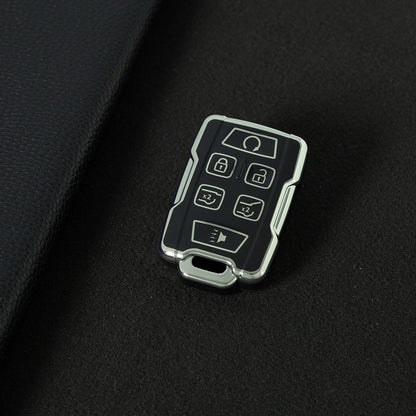 CEC3T1 Black-Silver Plating Car Key Cover Case Fob for Chevrolet Suburban Silverado GMC Terrain Yukon Tahoe Sierra