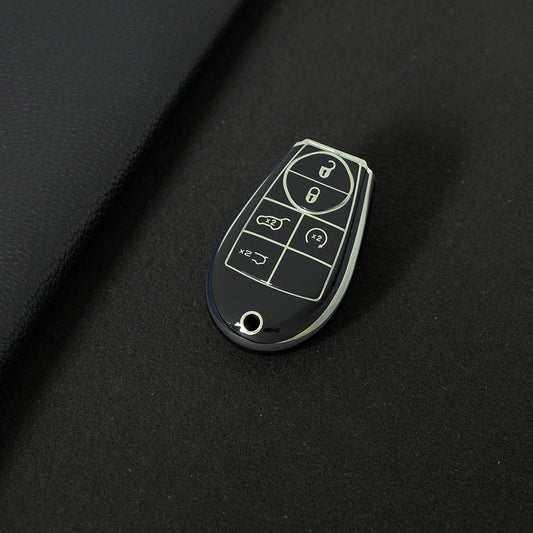 JEC8T1 Black-Silver Plating Keyless Entry Remote Control 5-Buttons Compatible 2008-2018 Dodge Grand Caravan 2008-2016 Chrysler Town