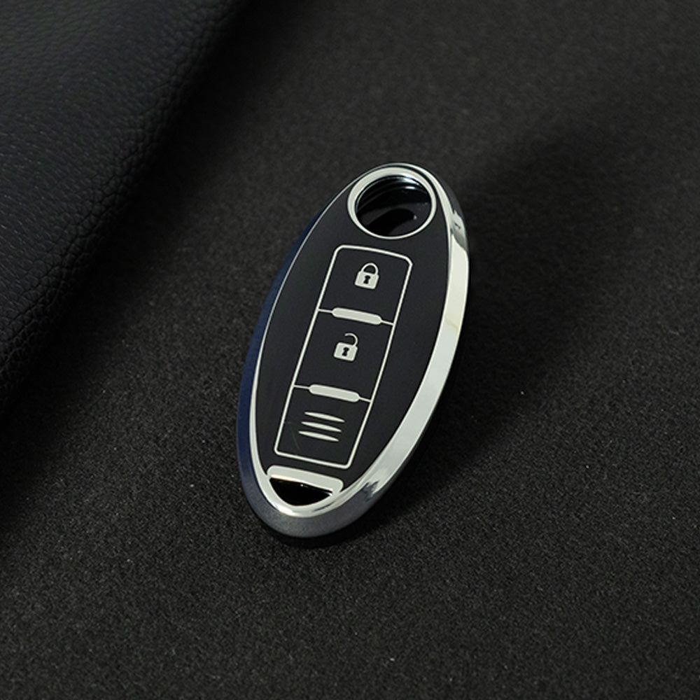 NIB1T1 Black-Silver Plating Car Key Cover For Nissan X-Trail Qashqai Sylphy Altima