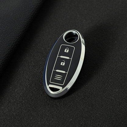 NIB1T1 Black-Silver Plating Car Key Cover For Nissan X-Trail Qashqai Sylphy Altima