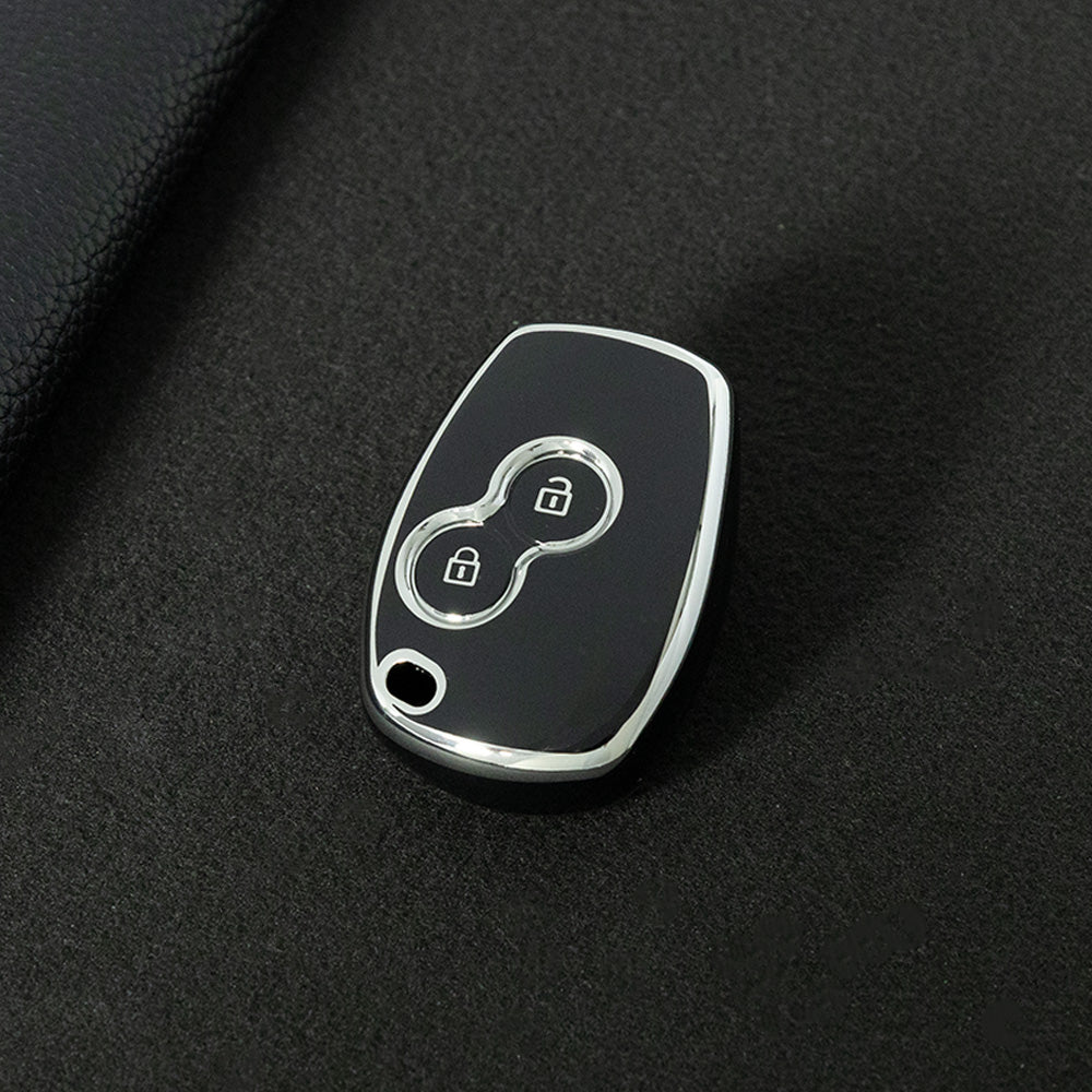 RED2T1 Black-Silver Plating Car Key Cover New TPU Soft Fob Key Cover for 2 Buttons /3 Buttons Key Case Shell Cover for Renault Clio Kangoo Twingo Modus Languna