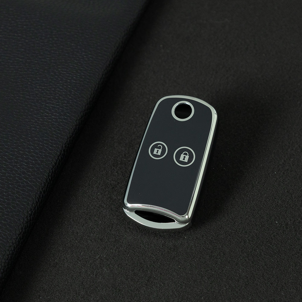 HOE2T1 Black-Silver Plating TPU Car Key Case Cover for Honda for Acura TL TSX ZDX RSX 2 Button