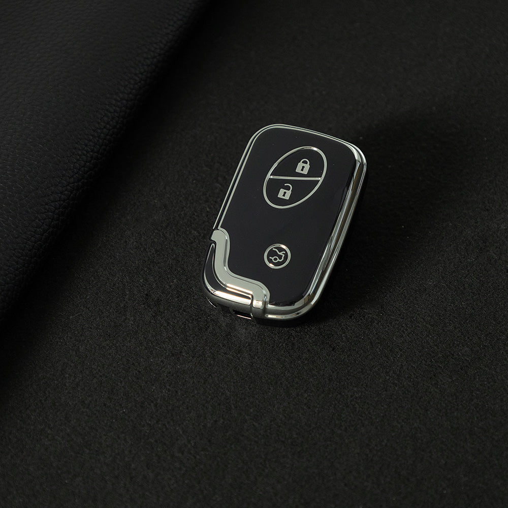 LEC1T1 Black-Silver Plating Hotsale Soft TPU Car Key Case Cover for Lexus ES/RX/GX/RX/IS200t CT200h SRT Demon 3 Buttons Smart Key Cover
