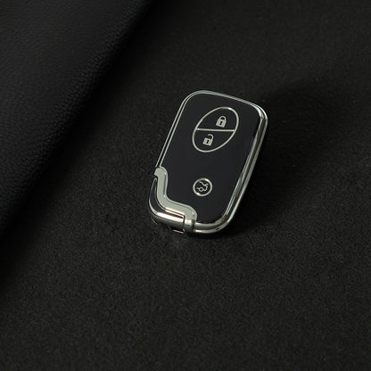 LEC1T1 Black-Silver Plating Hotsale Soft TPU Car Key Case Cover for Lexus ES/RX/GX/RX/IS200t CT200h SRT Demon 3 Buttons Smart Key Cover