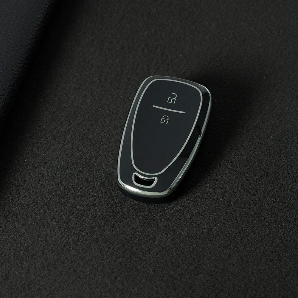 CEA7T1 Black-Silver Plating TPU Car Key Cover for Chevrolet Cruze Key Cover Chevy Camaro Cruze Malibu XL TRAX EQUINOX