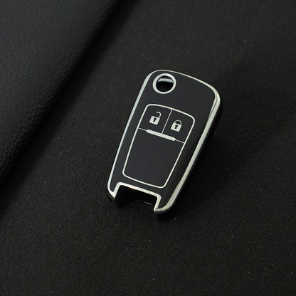 CED4T1 Black-Silver Plating Car Key Cover TPU Key Cover for Chevrolet Cruze Aveo Trax Sail Malibu for Opel Vauxhall Astra Corsa Meriva Insignia Key case
