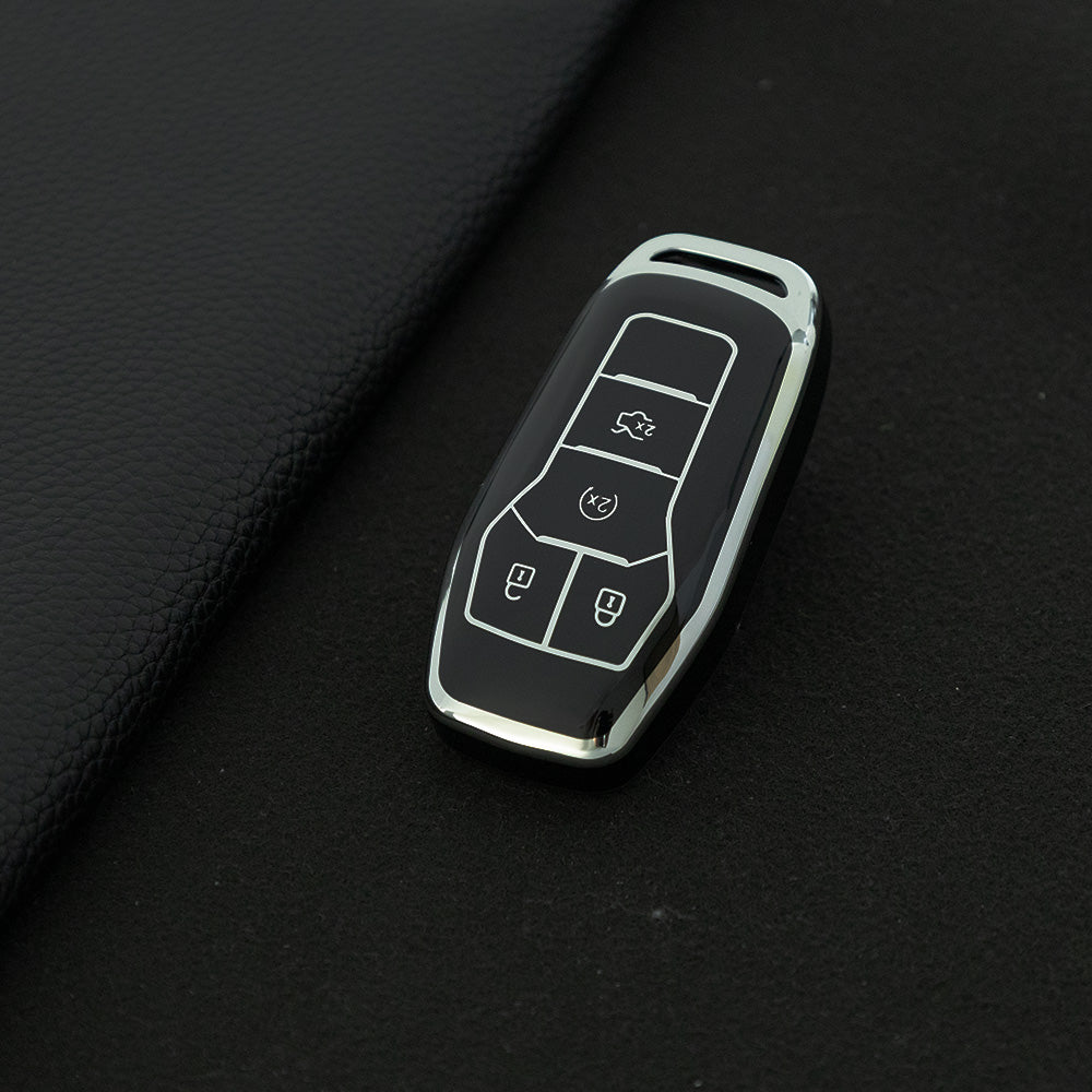 FOC1T1 Black-Silver Plating Tpu Car Key Case for Ford Mustang lincoln MKZ MKC MKX EXPLORER Taurus