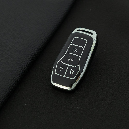 FOC1T1 Black-Silver Plating Tpu Car Key Case for Ford Mustang lincoln MKZ MKC MKX EXPLORER Taurus