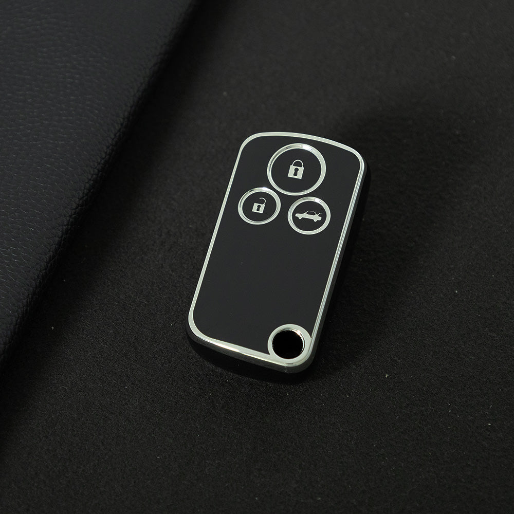 HOD1T1 Black-Silver Plating TPU Car Key Case Cover for Honda Civic Accord Jazz CRV HRV CRZ for Acura TL TSX ZDX RSX