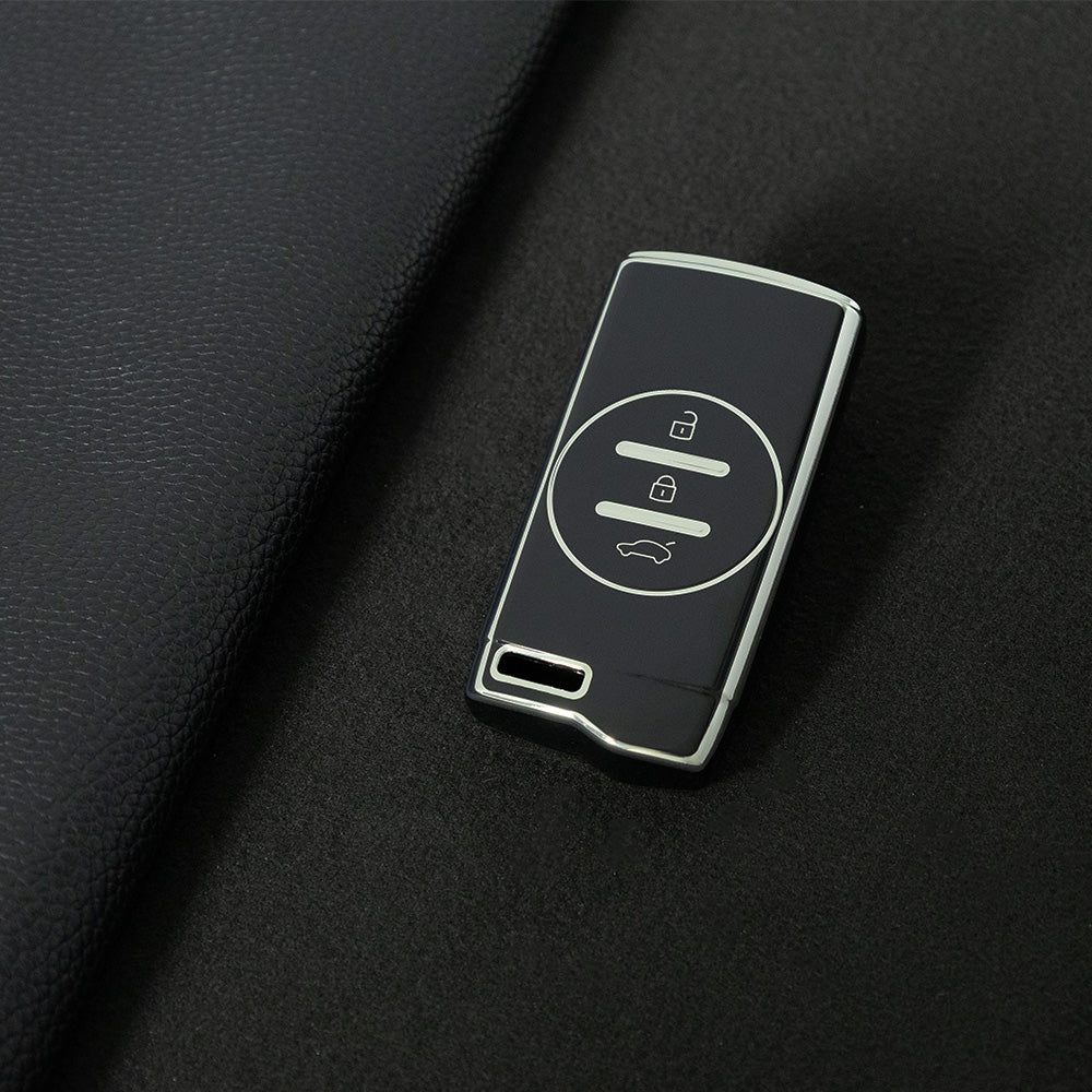 CRD1T1 Black-Silver Plating Car Key Cover TPU Car Key Case Cover for Chery Tiggo 7 Pro 8 Pro Exeed Tiggo 2 3x Arrizo 5 Pro Gx 5x EQ7 Keyless Protector Shell Accessories
