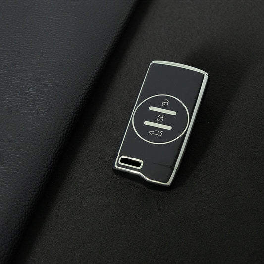 CRD1T1 Black-Silver Plating Car Key Cover TPU Car Key Case Cover for Chery Tiggo 7 Pro 8 Pro Exeed Tiggo 2 3x Arrizo 5 Pro Gx 5x EQ7 Keyless Protector Shell Accessories
