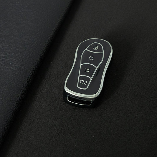 GEC1T1 Black-Silver Plating Car Key Cover Suitable for Geely Boyue Pro Car Key Set High-end Protective Shell Star Yue S Key Bag Buckle Remote FX Protective Buckle keychain