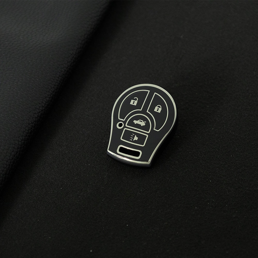 NIE4T1 Black-Silver Plating TPU Car Key Cover for Nissan Sylphy MARCH TIIDA X-TRAIL Qashqai KICKS SUNNY