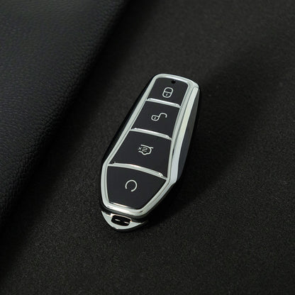 BYD1T1 Black-Silver Plating Car Key Cover For BYD E2/E3/Song PRO/Yuan Plus/Dolphin Remote Key FOB Cover Accessories
