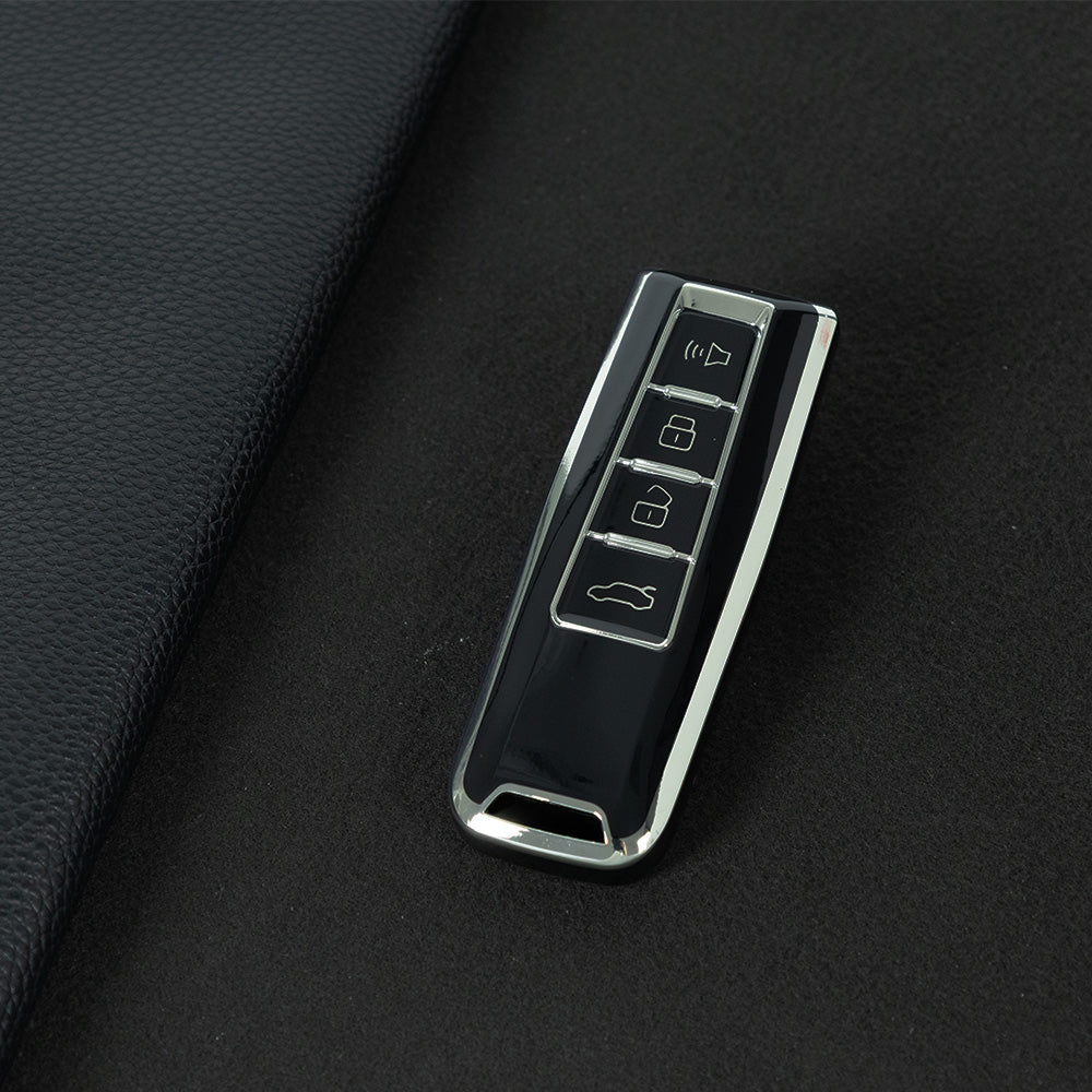WYA1T1 Black-Silver Plating TPU Car Key Case Cover Shell for WEY VV5 VV6 VV7 P8 Latte Mocha DHT-PHEV Blue Mountain