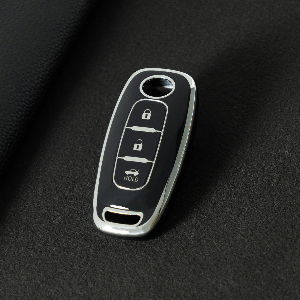 NIA2T1 Black-Silver Plating TPU Car Key Cover Car Key Case for Nissan Altima Murano Sentra Rogue Armada Pathfinder Infiniti FX35