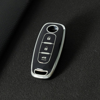 NIA2T1 Black-Silver Plating TPU Car Key Cover Car Key Case for Nissan Altima Murano Sentra Rogue Armada Pathfinder Infiniti FX35