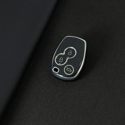 RED1T1 Black-Silver Plating TPU Car Key Case Cover for Renault Koleos Kadjar Trafic Logan Dacia Modus