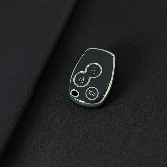 RED1T1 Black-Silver Plating TPU Car Key Case Cover for Renault Koleos Kadjar Trafic Logan Dacia Modus