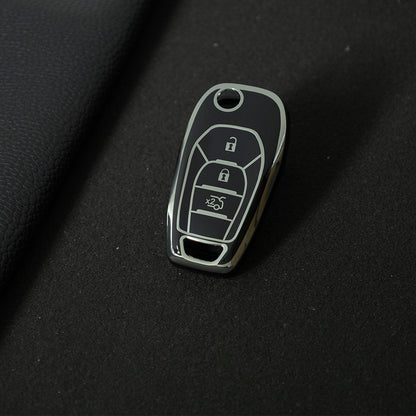 CEE1T1 Black-Silver Plating TPU Key Cover for Chevrolet Cruze Aveo Trax Sail Malibu