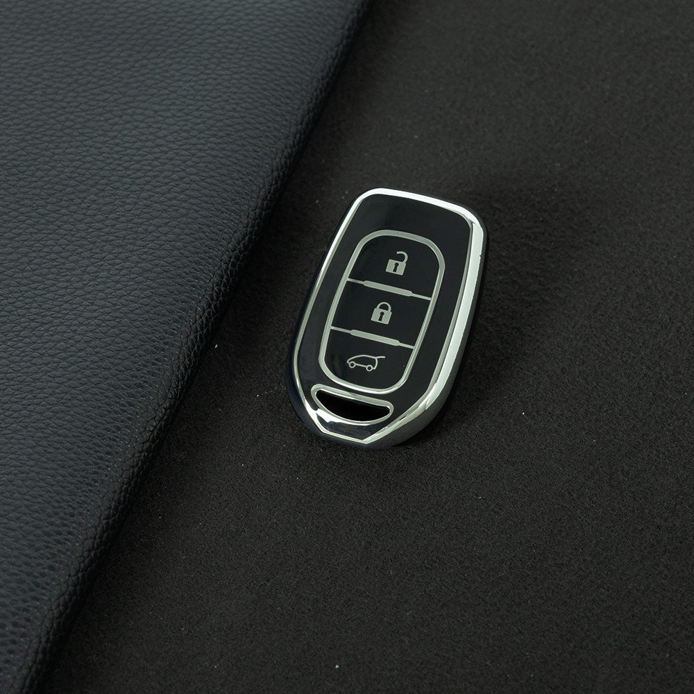 REC1T1 Black-Silver Plating 3button Soft TPU Car Remote Key Cover Case for Renault Kwid Traffic Symbol Dacia Sandero Logan Duster 2016 - 2018