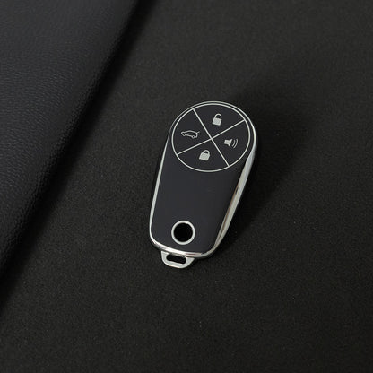 NOA1T1 Black-Silver Plating TPU Car Key Case Cover for NIO ES8 ES7 ES6 EC7 EC6 ET7 ET5 ET5T EP9 EVE