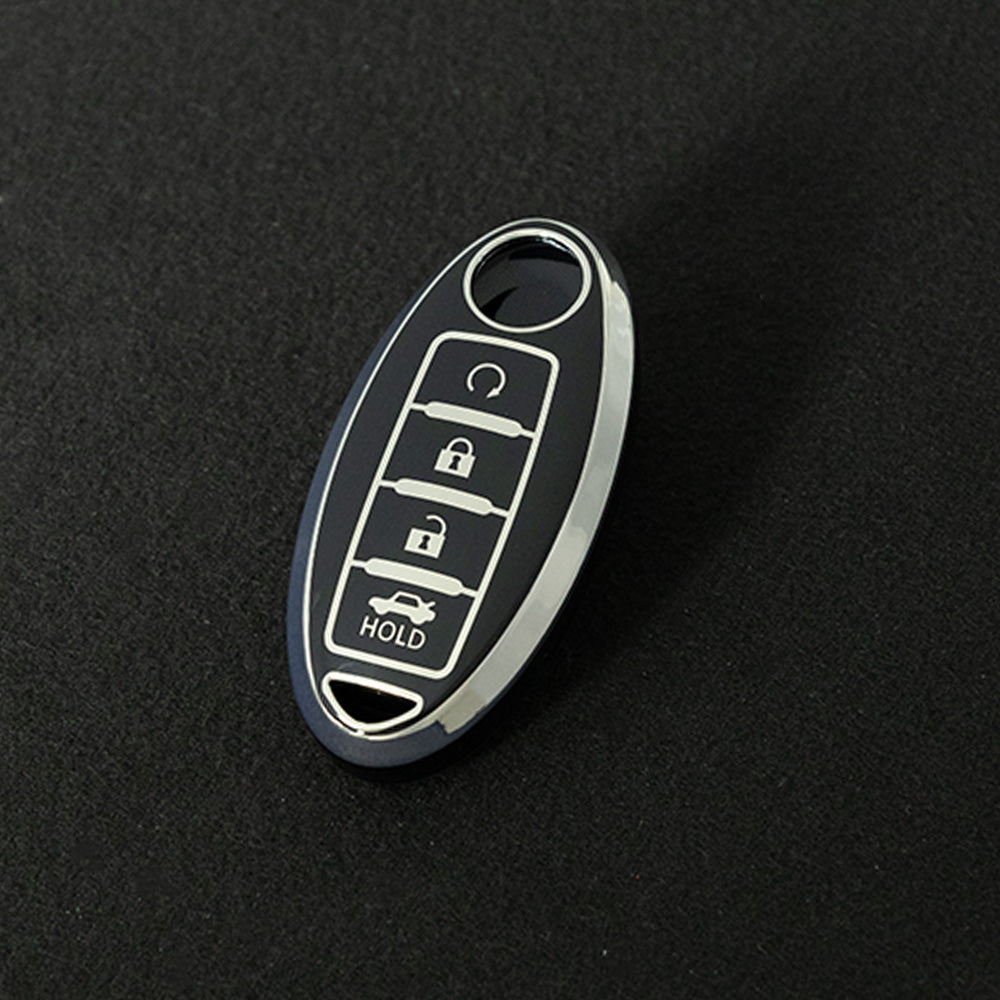 NIB4T1 Black-Silver Plating Car Key Cover for Nissan Note Qashqai Pathfinder Rogue Versa Murano Infiniti Q50 Accessories Car Key