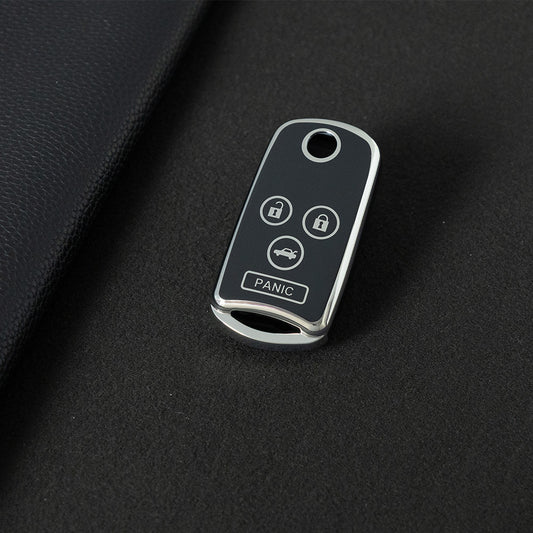 HOE3T1 Black-Silver Plating TPU Car Key Case Cover for Honda for Acura TL TSX ZDX RSX 2 Button