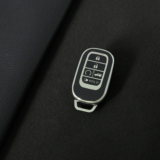 HOB6T1 Black-Silver Plating Car Key Cover For Honda Civic 11th Gen Accord Vezel Freed Pilot CRV 5 Buttons Car Remote Key Case Cover Protector Accessories
