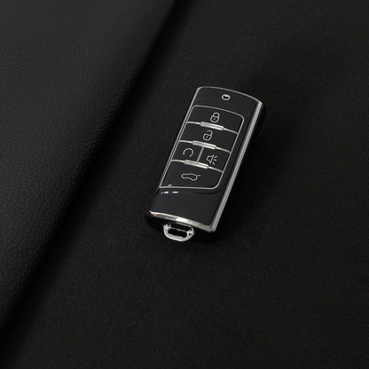 TRA2T1 Black-Silver Plating Car Key Cover TPU Premium Soft Car Key Case Cover Shell for Trumpchi GA4/8/6 GS3/GS5/4COUPE/GS8 M6 M8 Key Rings Keychain Bag Accessory