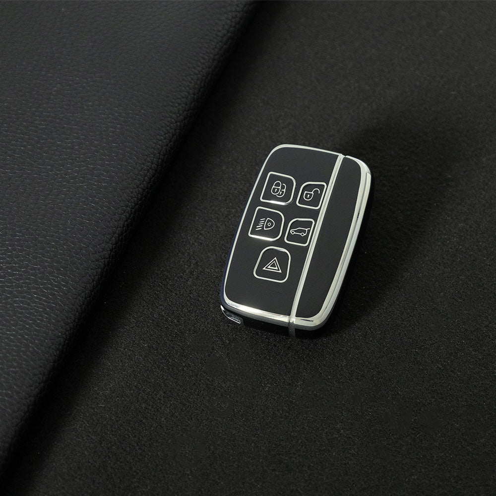 LAA1T1 Black-Silver Plating Car Key Cover Fashionable Tpu Car Key Covers for Jaguar XE XF XJL Land Rover Evoque Defender Discovery Sport Velar Range Rover Freelander 2