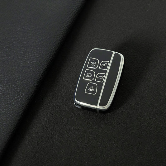 LAA1T1 Black-Silver Plating Car Key Cover Fashionable Tpu Car Key Covers for Jaguar XE XF XJL Land Rover Evoque Defender Discovery Sport Velar Range Rover Freelander 2