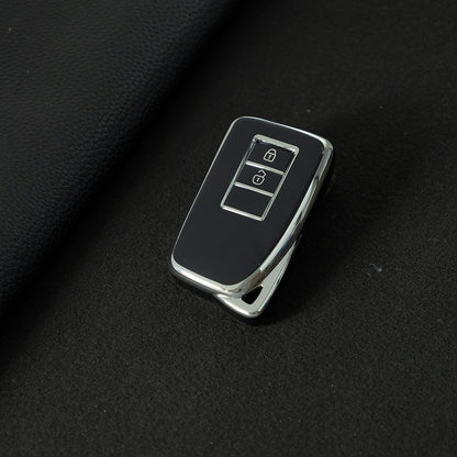 LEA2T1 Black-Silver Plating TPU Car Key Case Cover for LEXUS ES200 RX200T IS CT GS NX200 RX300 LX