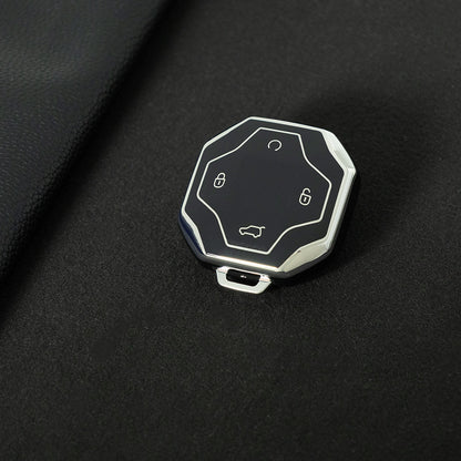 CRN1T1 Black-Silver Plating Car Key Cover TPU Premium Soft Car Key Case Cover Shell for JETOUR Traveler T2 X70 Coupe X90 X95 Key Ring Keychain Bag