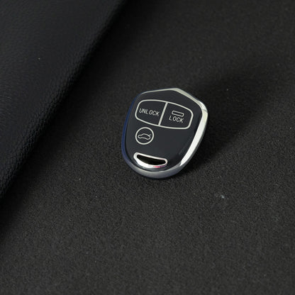 MIH1T1 Black-Silver Plating 3 BUTTON TPU Car Key Fob Cover Case for Mitsubishi Lancer Outlander Mirage Montero Pajero Shogun L200
