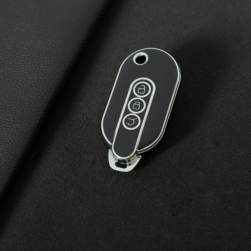 WUF1T1 Black-Silver Plating Car Key Cover TPU Car Remote Key Case Cover Shell Fob for SGM Wuling Hongguang MINIEV Air EV 2023 2022 Auto Protector Bag Accessories