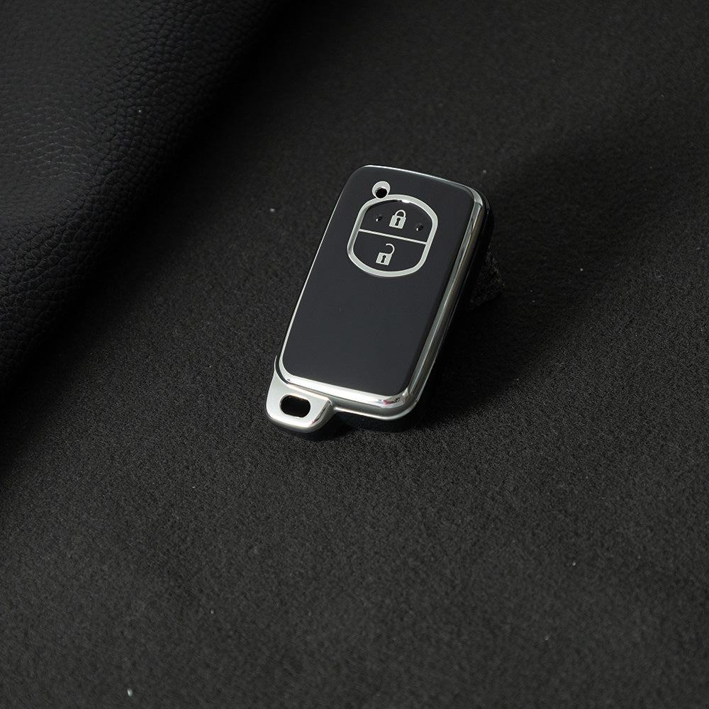 TOG2T1 Black-Silver Plating Car Key Cover Soft TPU Car Key Case Cover for Toyota Camry Highlander Crown Prado Land Cruiser Vitz Prius Corolla Accessories