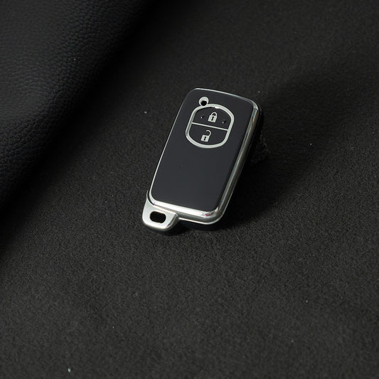 TOG2T1 Black-Silver Plating Car Key Cover Soft TPU Car Key Case Cover for Toyota Camry Highlander Crown Prado Land Cruiser Vitz Prius Corolla Accessories