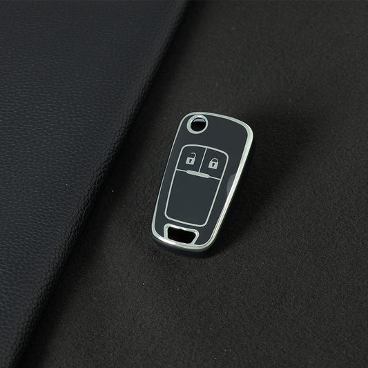 BUE4T1 Black-Silver Plating TPU Car Key Case Cover for Chevrolet Malibu Buick Excelle XT GT Lacrosse Encore