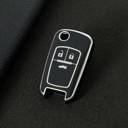 CED1T1 Black-Silver Plating 3 Button Soft TPU Car Key Case For Buick/Opel For Chevrolet Cruze Epica Lova Camaro Impala Aveo Malibu Sail Orlando